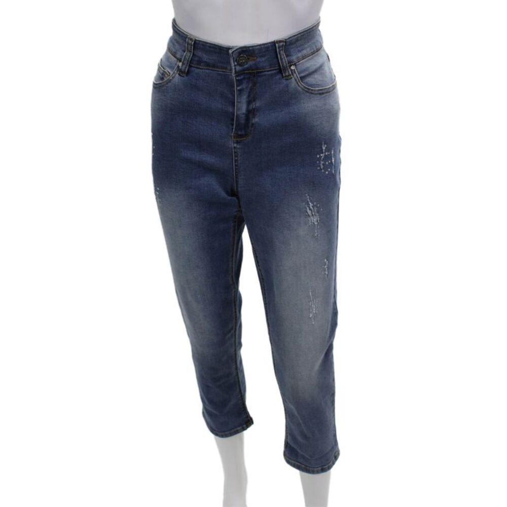 Renuar Women Ankle Cropped Blue Jeans High Rise Size 10